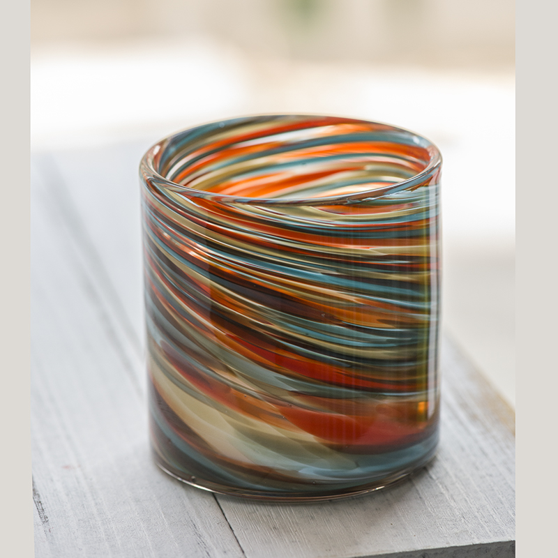 Handmade mouth-blown color art Glass tealight Candleholder G1010