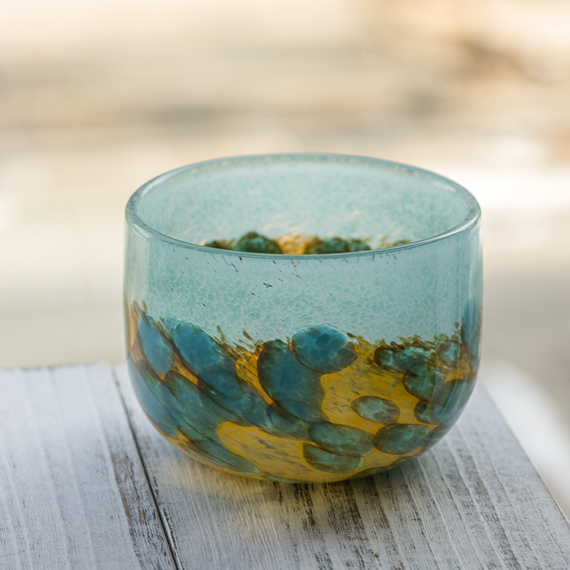 Handmade mouth-blown color art Glass tealight Candleholder CJ11-75 Dots
