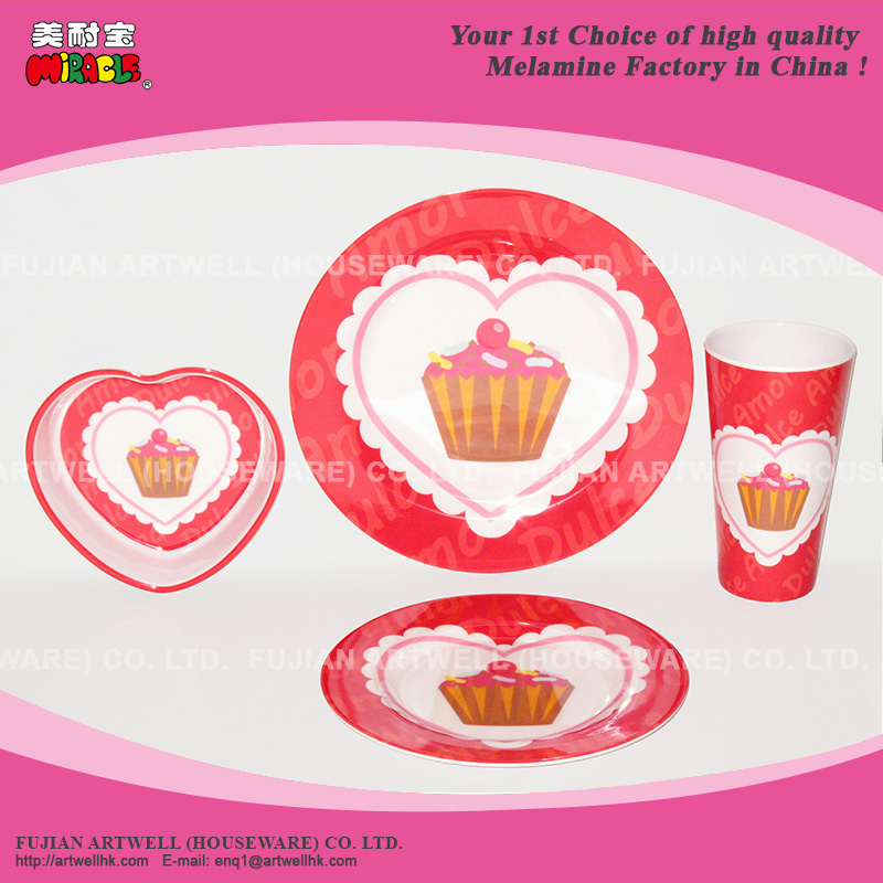 Melamine Plate And Bowl / Melamine Dinner Set With Valentine Design