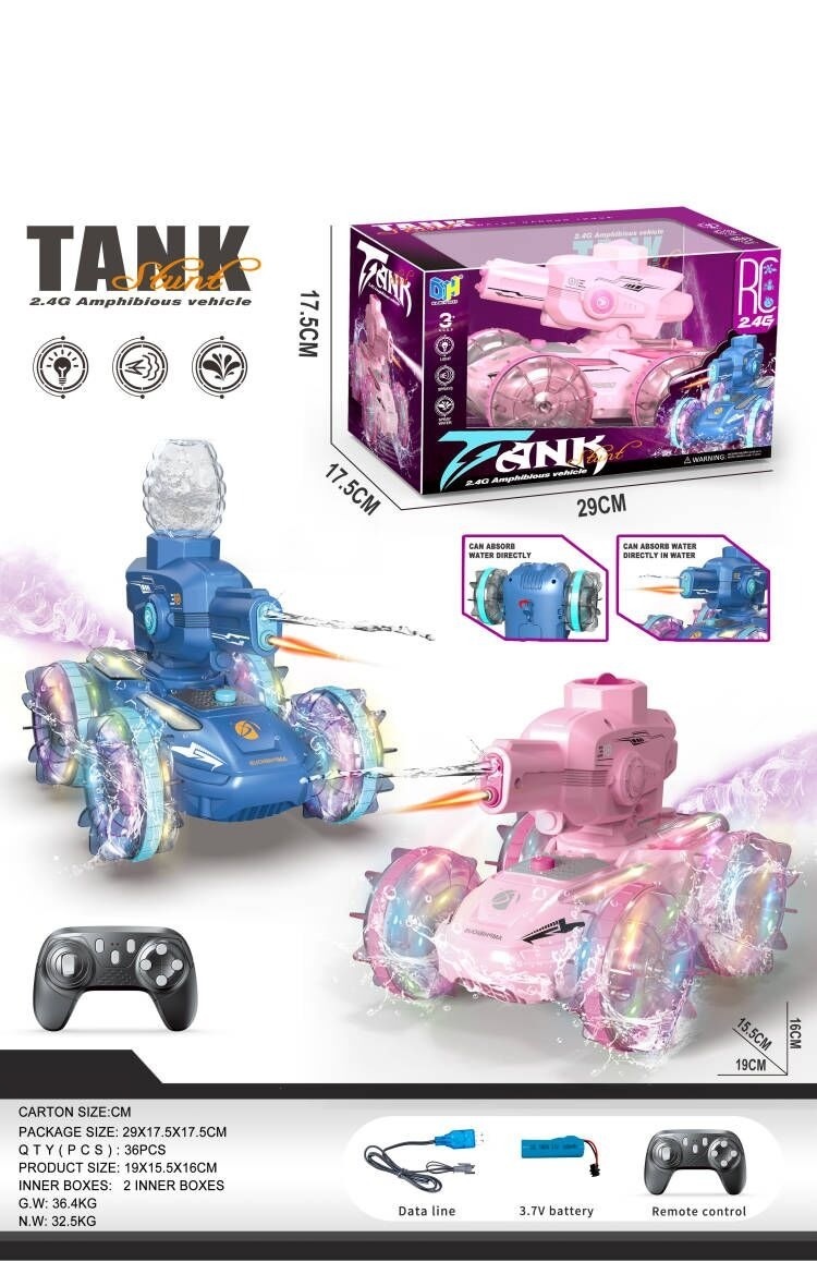Amphibian RC car with water jet and spray