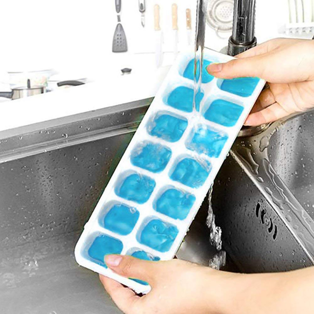 Blue and green fourteen ice grids