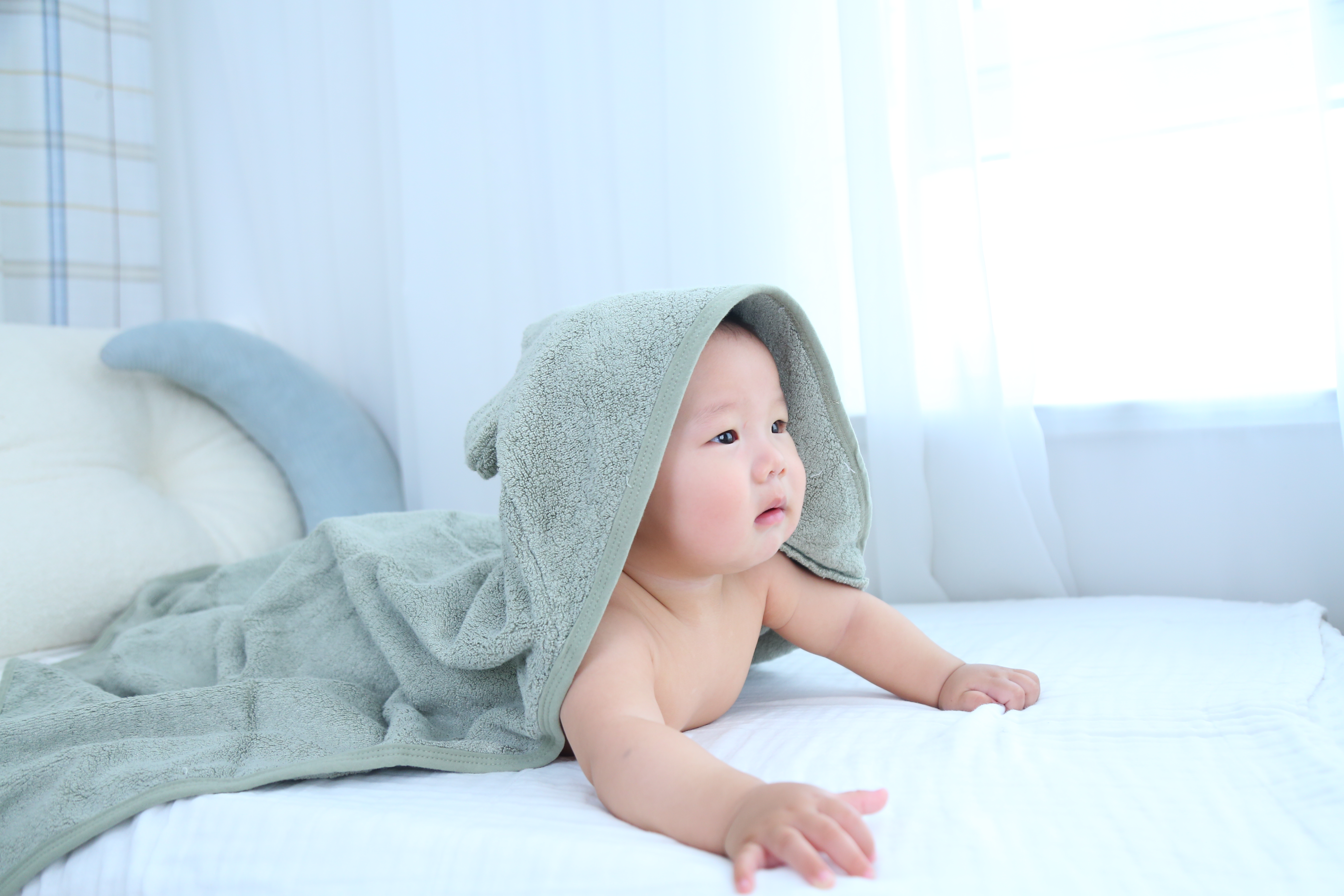 Bamboo cotton large baby hooded towel