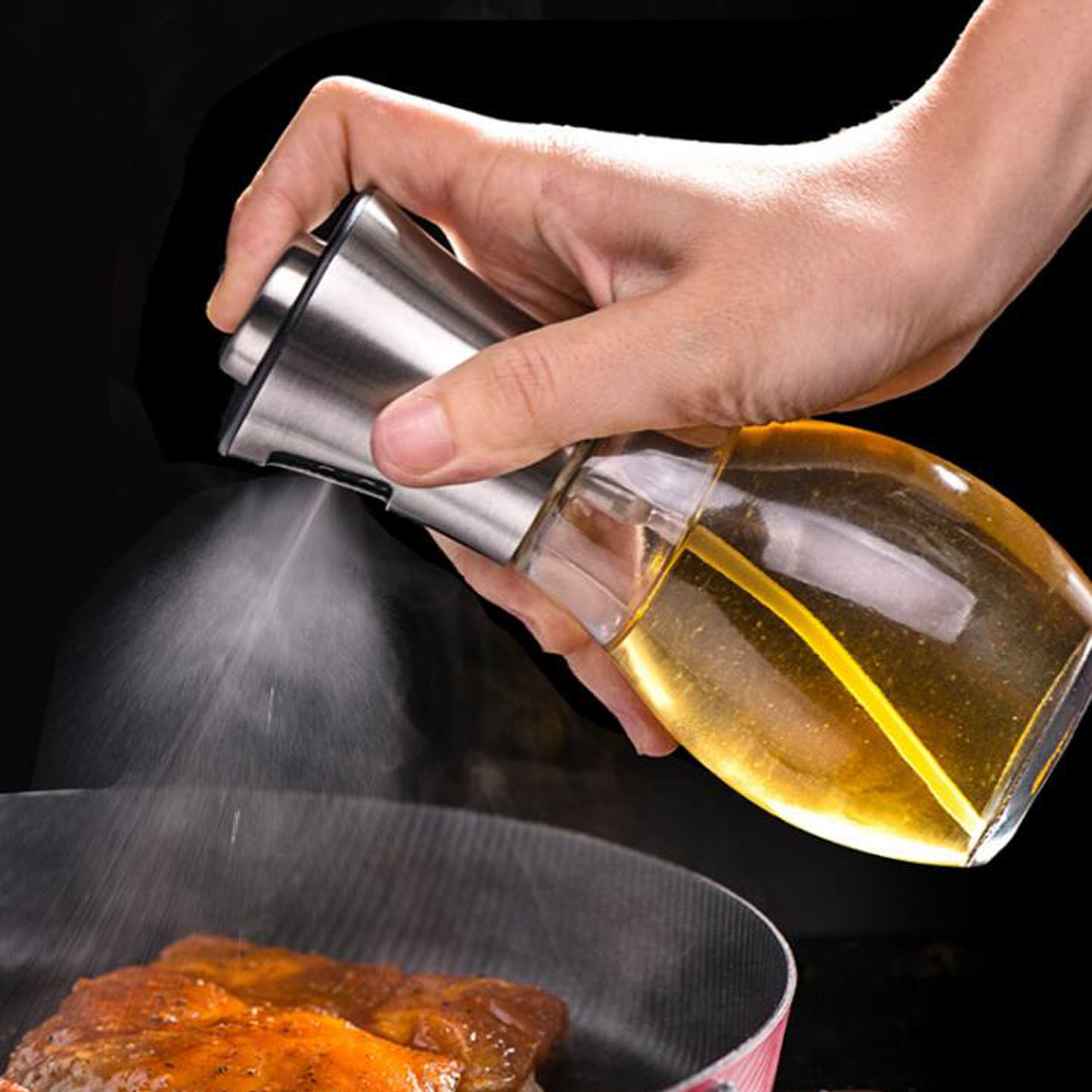 Kitchen Olive Oil Sprayer Cooking BBQ Glasses Oil Bottle