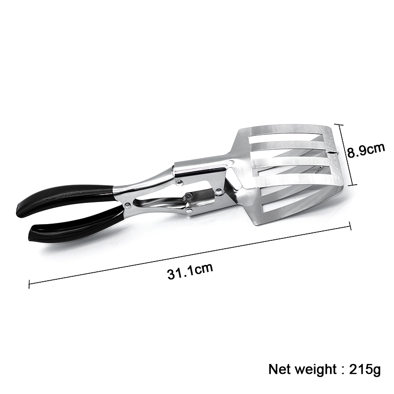 2 in 1 Kitchen Stainless BBQ Tongs and BBQ Turner Spatula with Heat-proof Handle