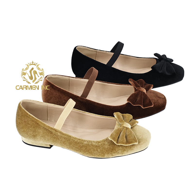 Customable Logo Women's Black Ballet Low Heel Shoes Fashionable Slip-Resistant Walking Shoes