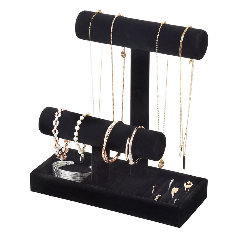 Flocked Double Jewelry Stand