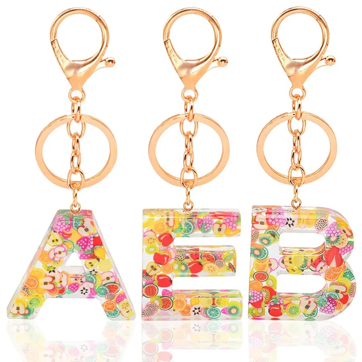 Good Quality Plastic Acrylic Epoxy Resin 26 Letter Keychain