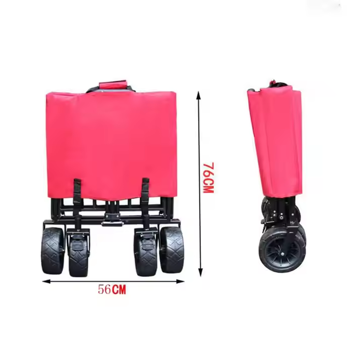 Folding Wagon Outdoor Camping Wagon Garden Cart Handle and Cup Holders Beach Wagon Shopping Cart