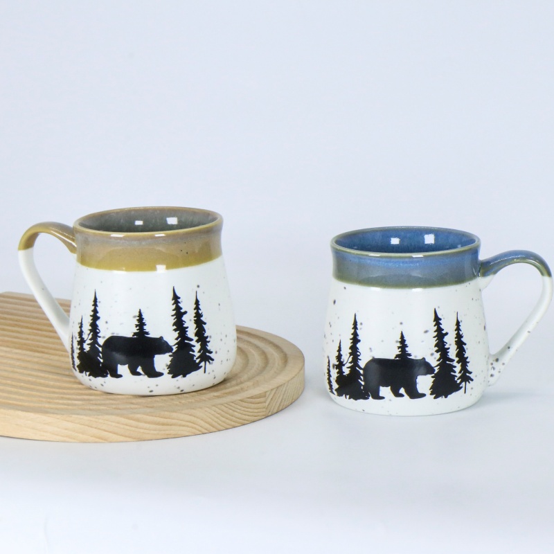 Forest bear big belly ceramic mug