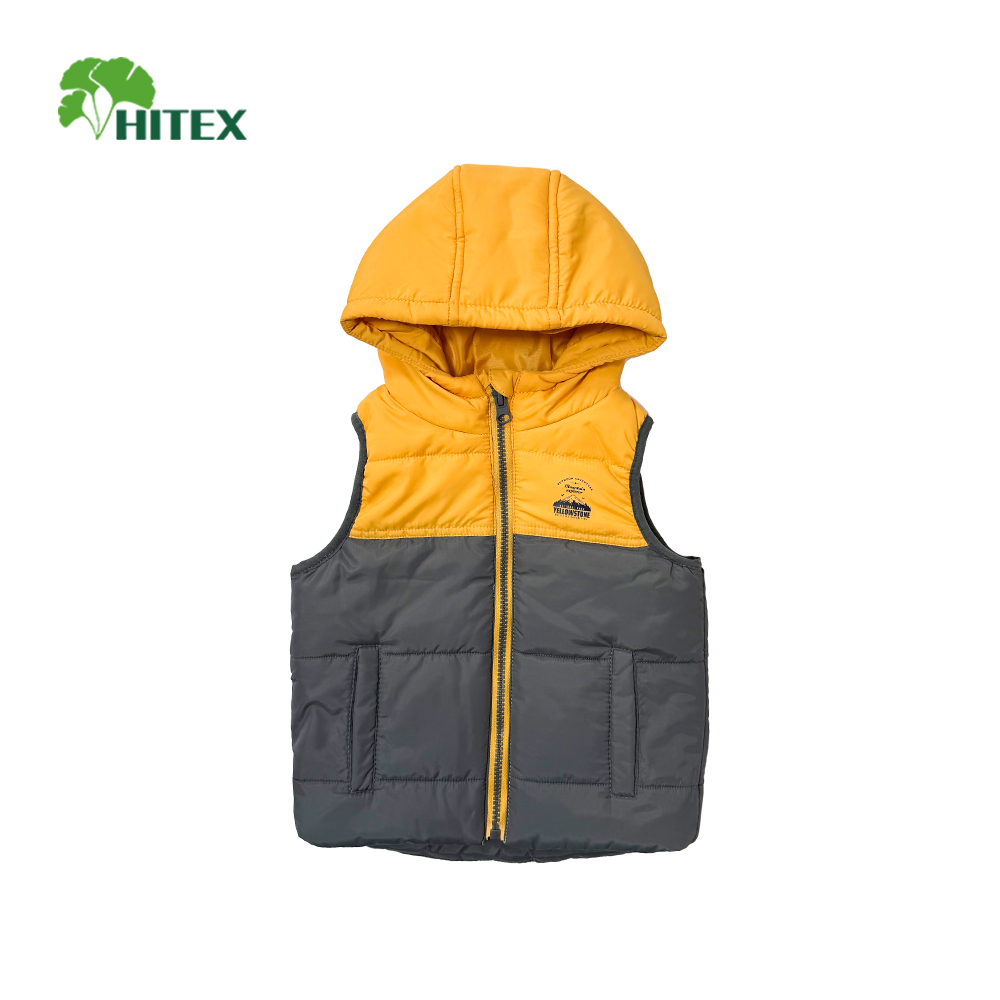 Hitex Boy's Woven Padded Contrast Colour Printed Vest With Hood