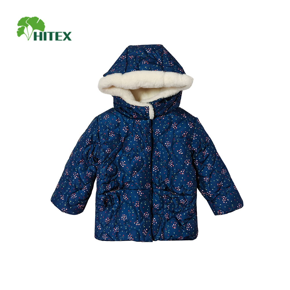 Hitex Girl's Woven Heart-Quilted Padded Jacket With Hood