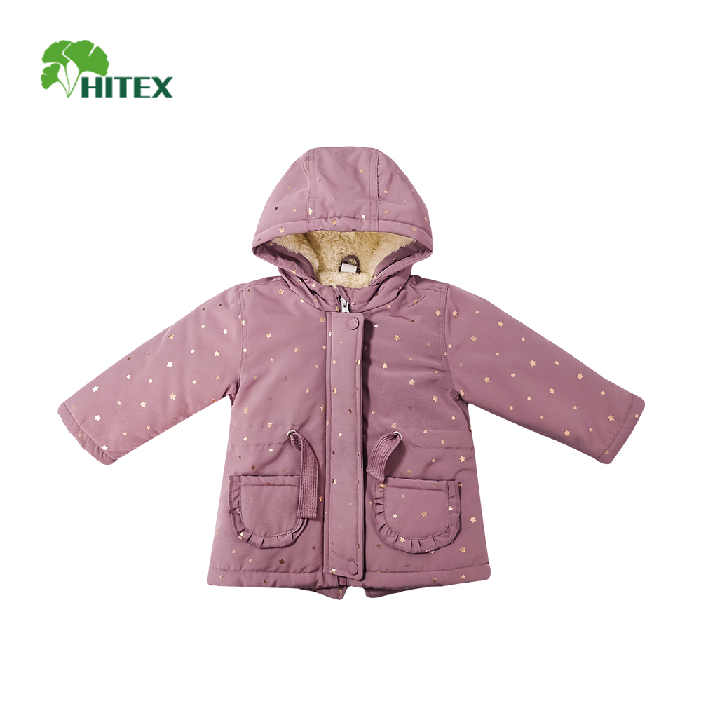 Hitex Girl's Woven Foil-Printed Padded Jacket With Hood