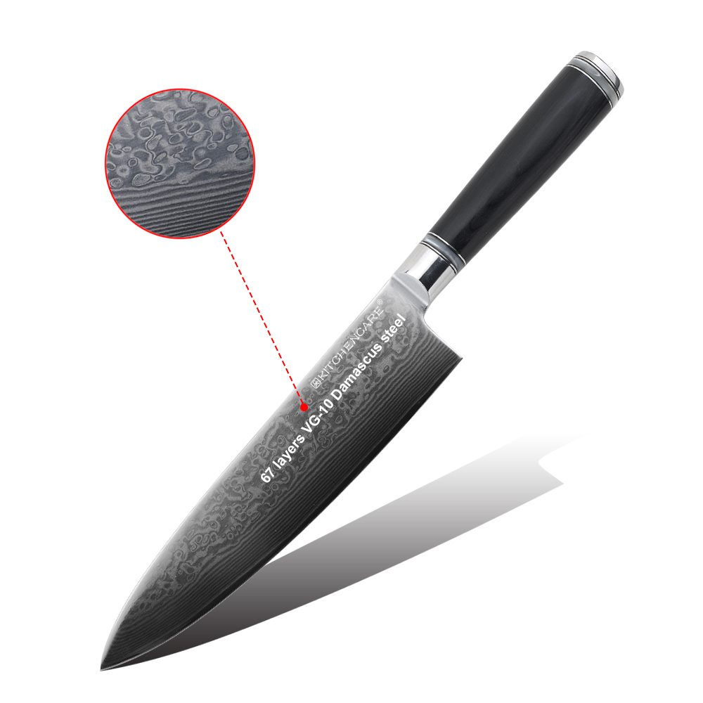 Hip-home Damascus steel OEM cooking knife professional wooden chef knife