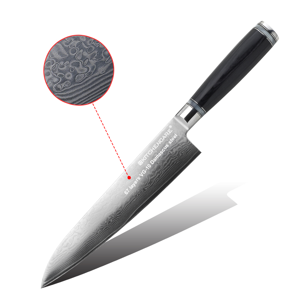 Hip-home factory price Damascus steel OEM cooking knife professional wooden gyuto knife