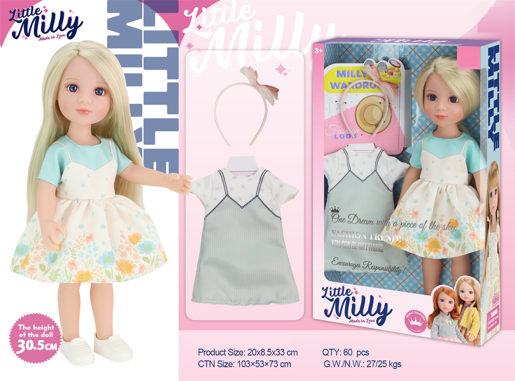 12 "fully vinyl fashion doll set