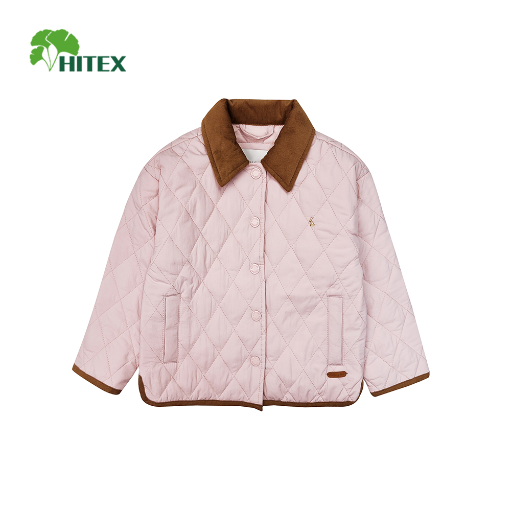 Hitex Girl's Diamond-Quilted Padded Jacket With Corduroy Neck