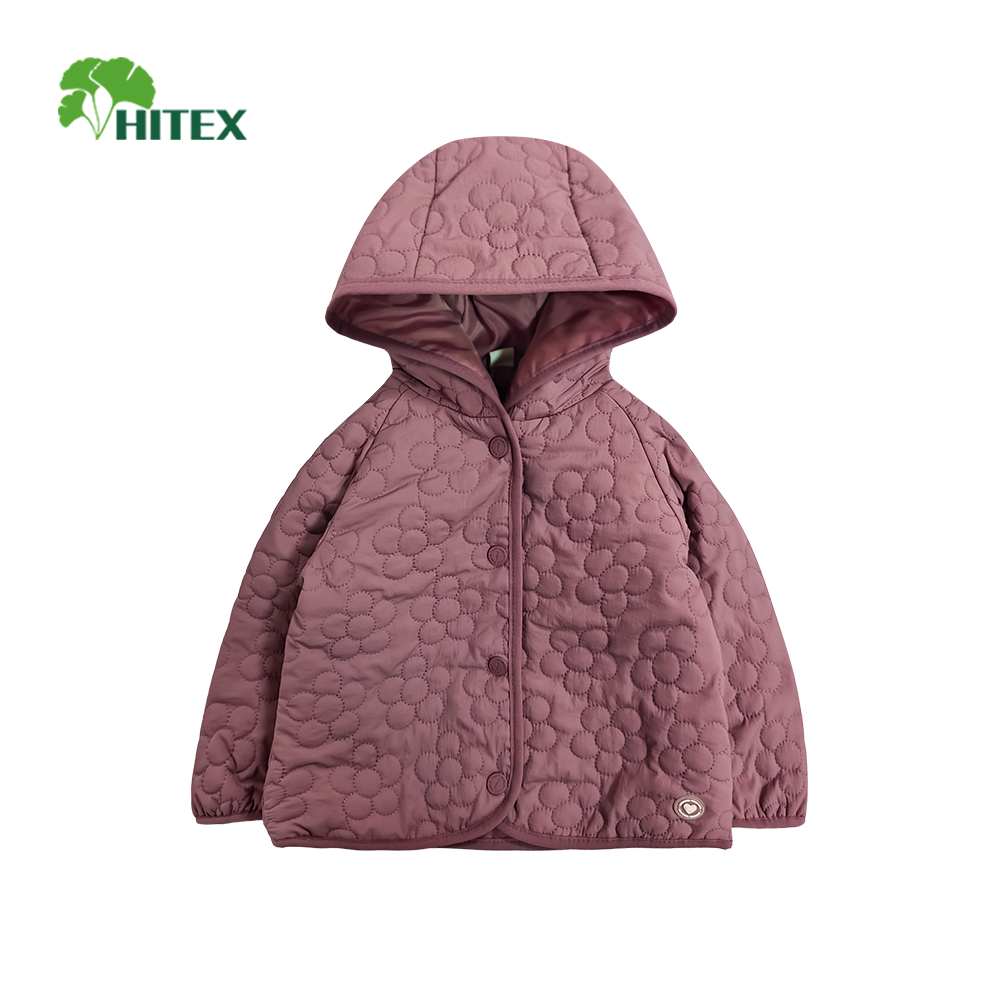 Hitex Girl's Woven Flower-Quilted Padded Jacket With Hood