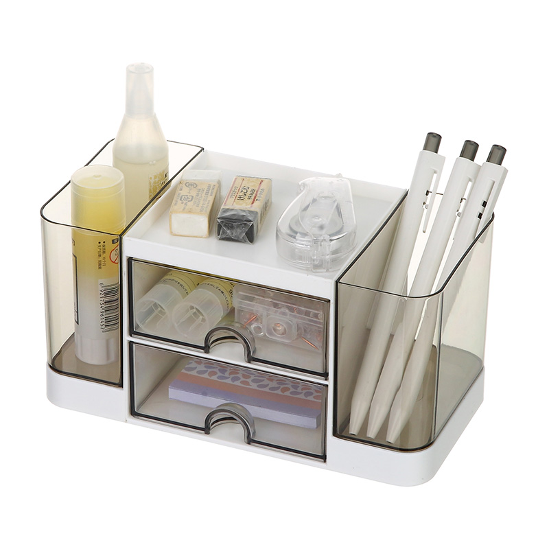 Plastic Desktop Stationery Storage Box With Pen Holder