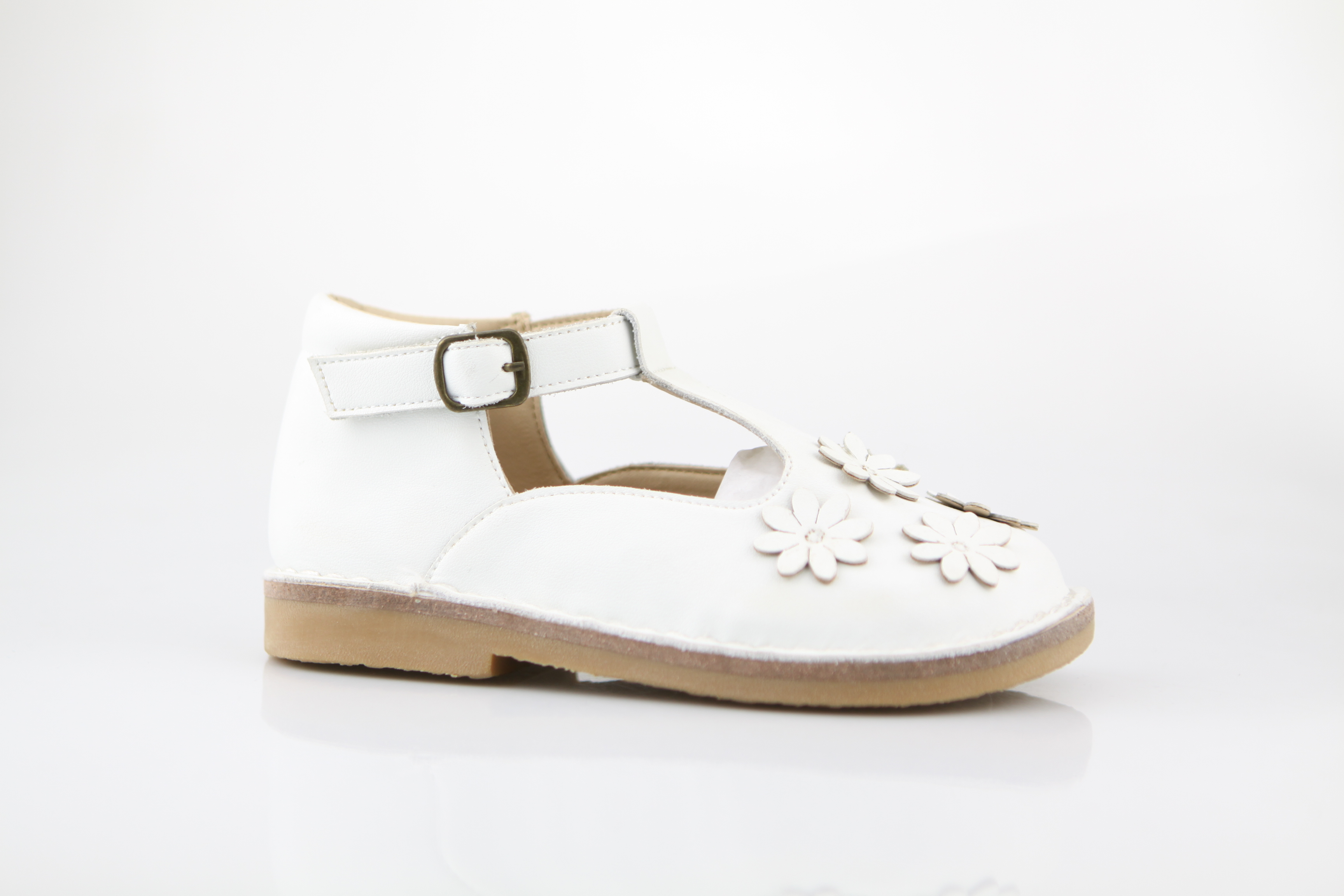 White Floral Leather Children's Sandals