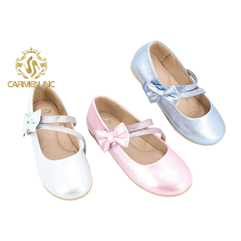 Fashion Shoes for Girls Outdoor Shoes Students' Shoes with Shiny Diamond Strap Kids' Shoes with Bows
