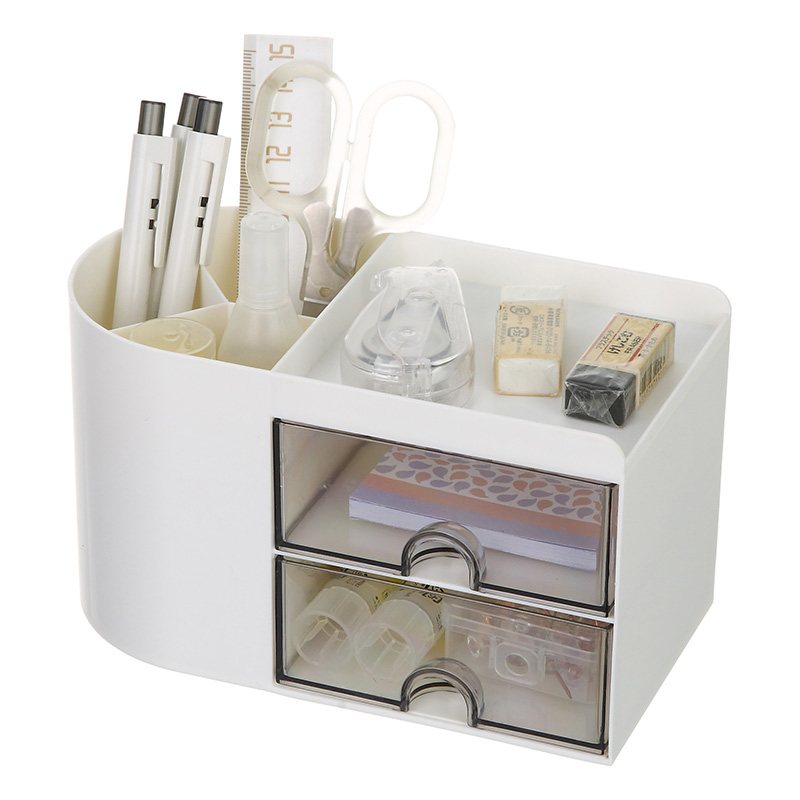 Plastic 2tiers Desktop Storage Box With 2 Drawers