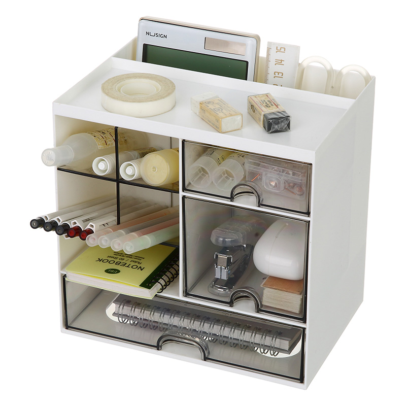 Plastic 2tiers Desktop Storage Box With 3 Drawers