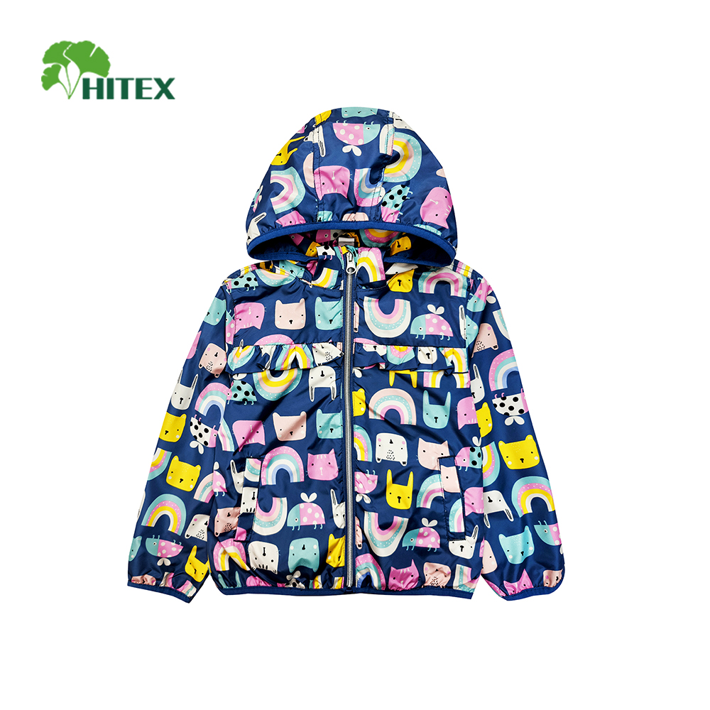 Hitex Girl's Woven Printed Jacket With Hood