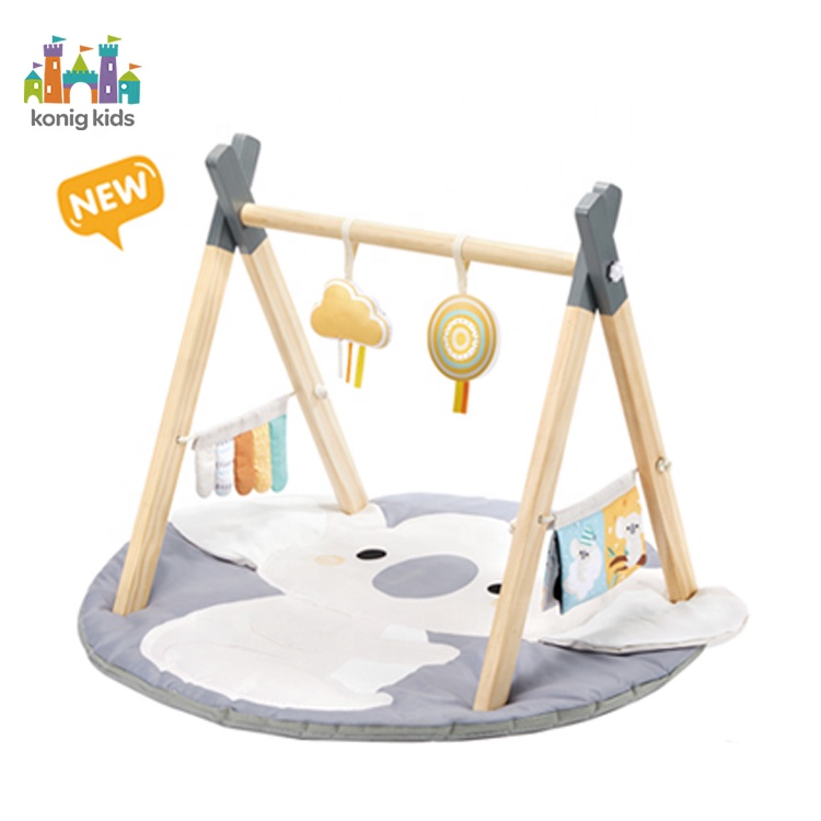 Konig Kids Wooden Baby Toys Play Mat Game Mat with Hanging Toys Baby Toys 0-12 Months
