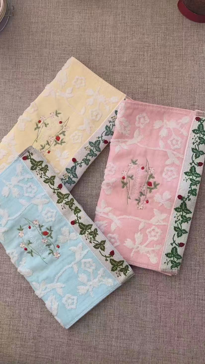 Strawberry embroidered towel