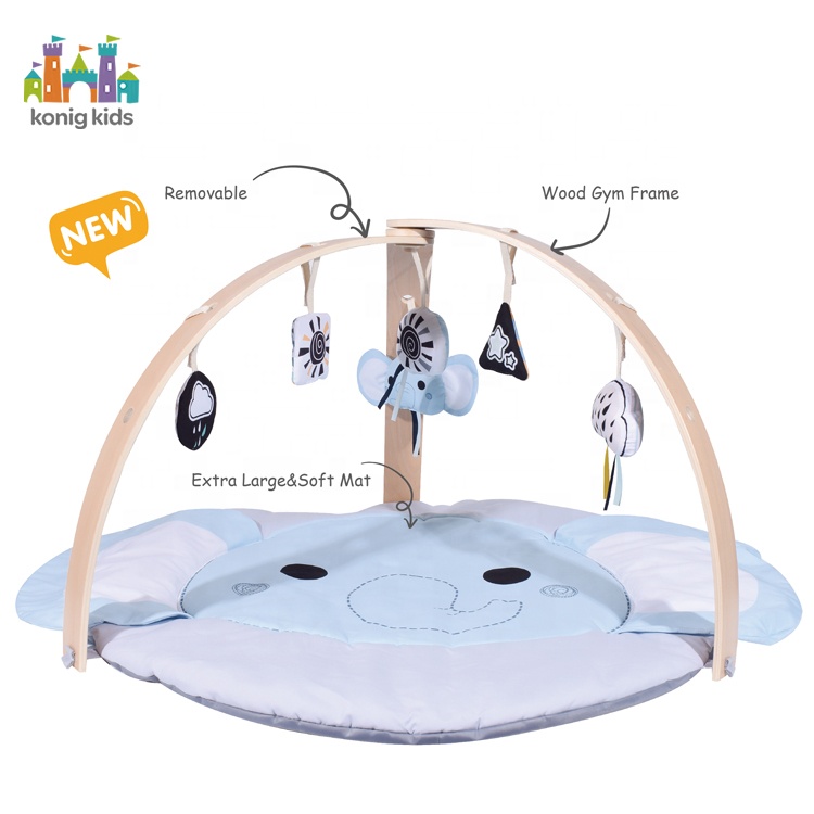 Konig Kids Wooden Baby Toys Play Mat Game Mat with Hanging Toys Baby Toys 0-12 Months