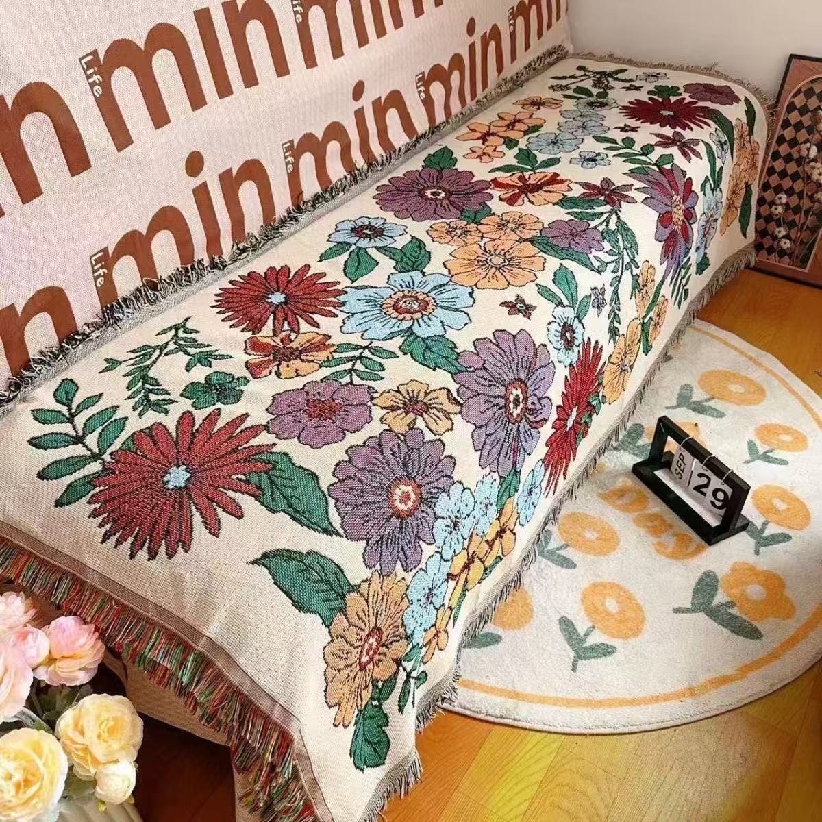 Flower sofa towel picnic blanket