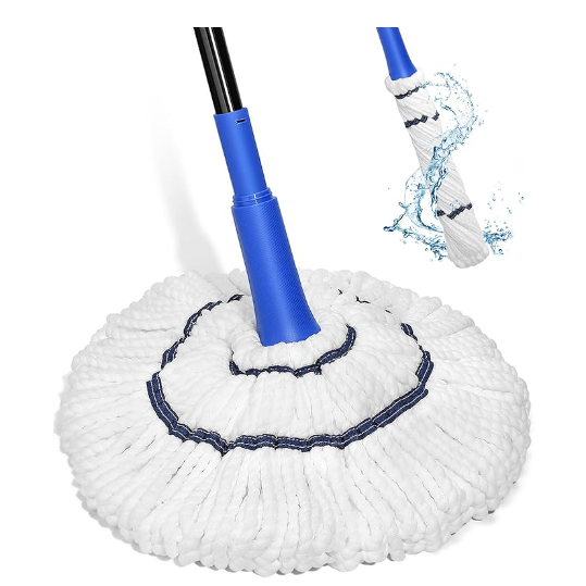 Self-tightening mop, microfiber rotating mop