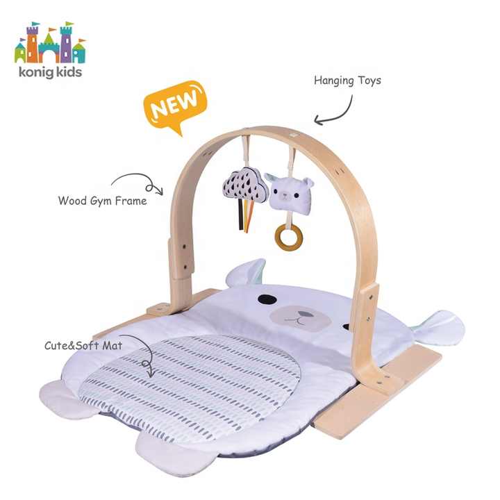 Konig Kids Wooden Baby Toys Play Mat Game Mat with Hanging Toys Baby Toys 0-12 Months