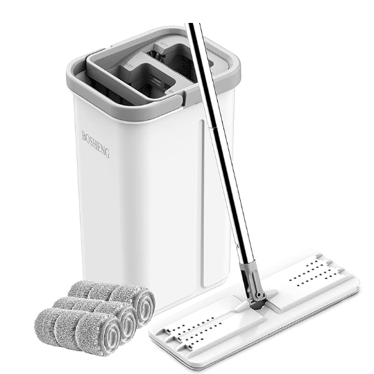 Mop and bucket set with twisted flowers