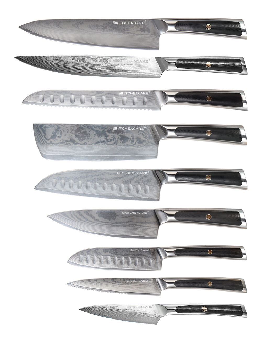 Hip-home Damascus steel kitchen knife professional g10 handle 5inch santoku knife