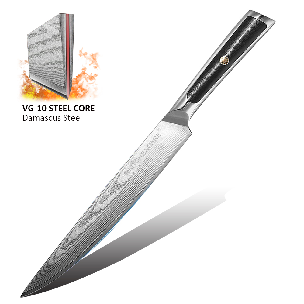 Hip-home Damascus steel kitchen knife professional g10 handle carving knife