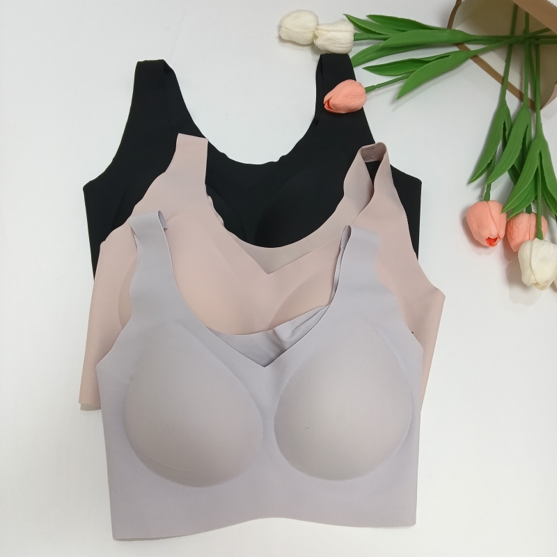 Women's seamless jelly wireless bra push-up bra