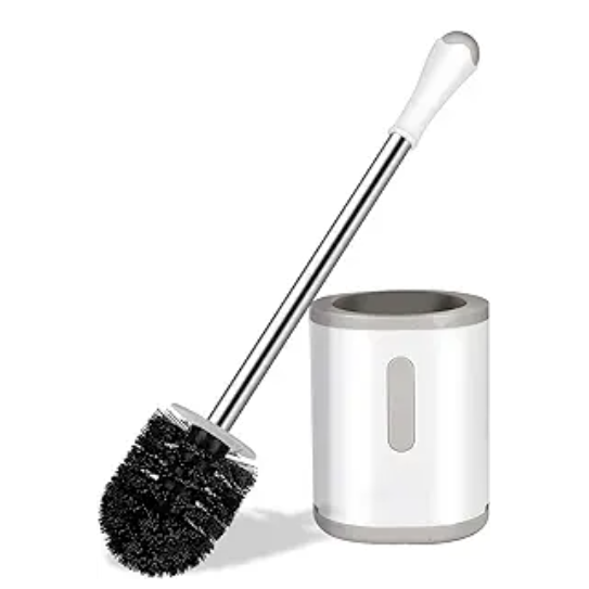 Toilet brush and stand, stainless steel handle