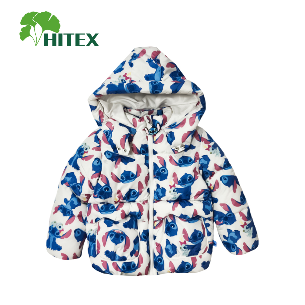 Hitex Girl's Woven Disney Character Printed Puffer Jacket With Hood