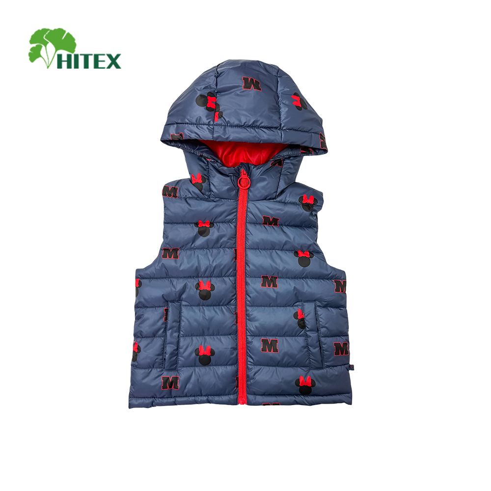 Hitex Girl's Woven Disney-Character Printed Padded Vest With Hood