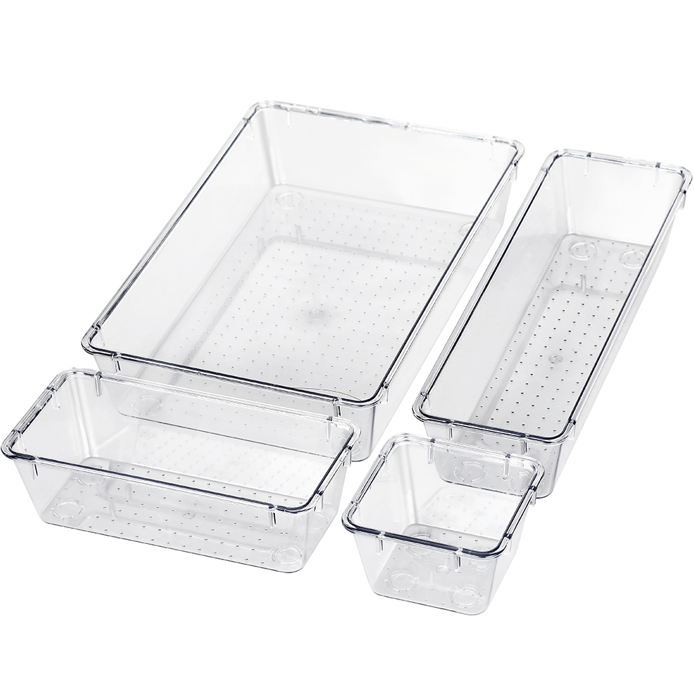 Office Kitchen Gadgets Bathroom Drawer Tray Dividers Storage Bins Set for Makeup Dresser