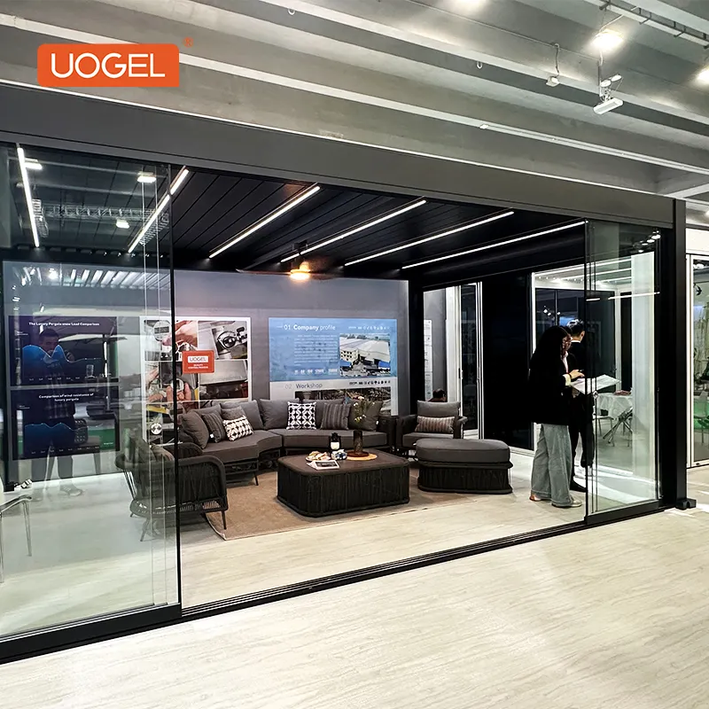 UOGEL 137th Canton Fair Luxury Aluminum Automatic Motorized Pergola 4x6 Easily Assembled Gazebo