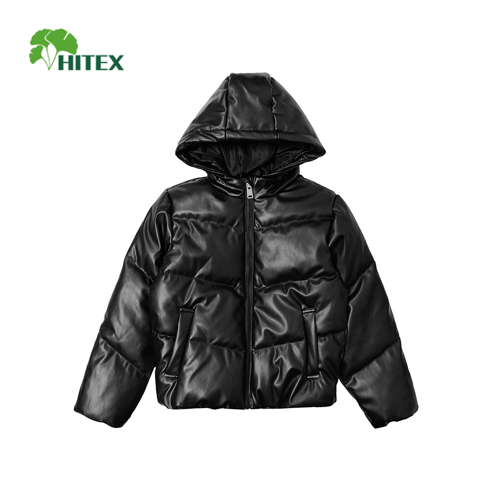 Hitex Girl's Woven Padded Pu Hoddie Coat