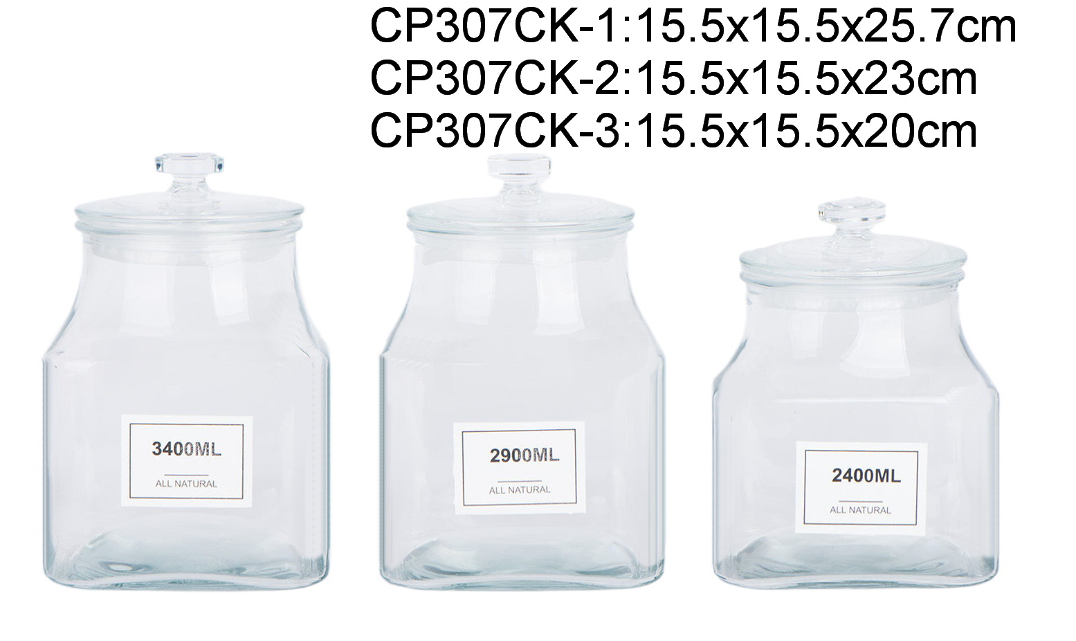 transparent glass storage jar glass with glass lidCP307CS