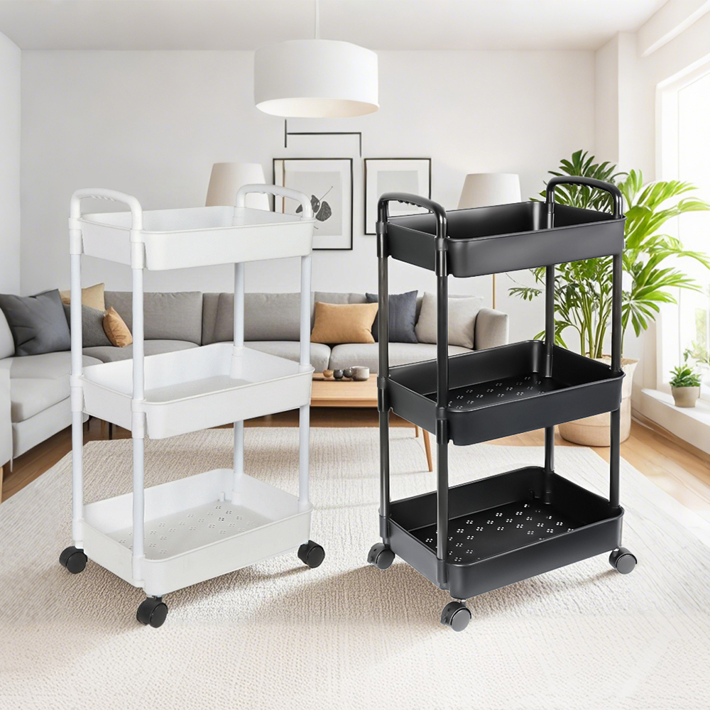 LINDON Movable Plastic Multi-Functional Storage Trolley Movable Storage Organizer with Wheel