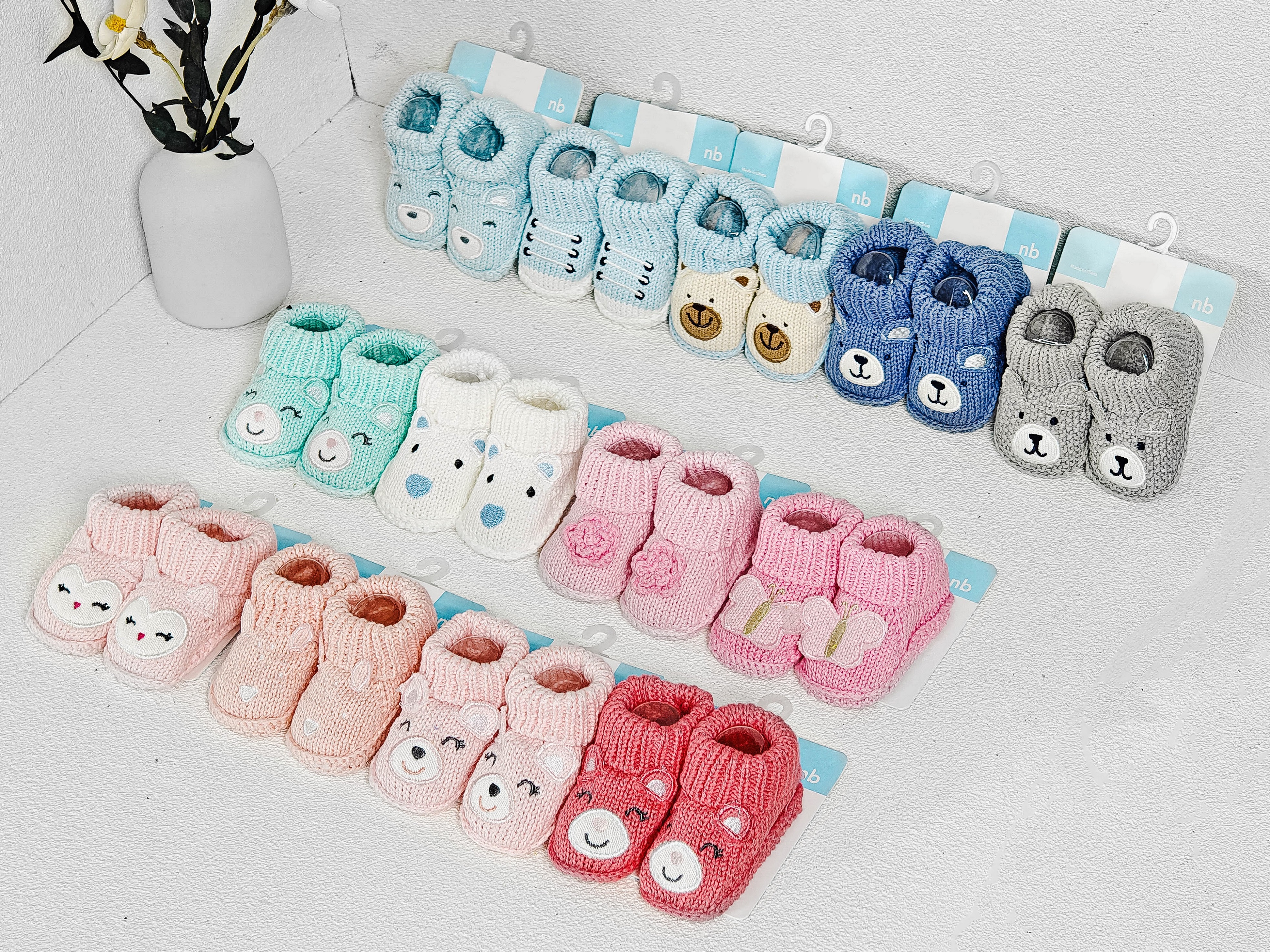Yuesheng Baby Bootie Newborn Knitted Cotton Shoes Macaron-Colored Animal Knitted Baby Shoes