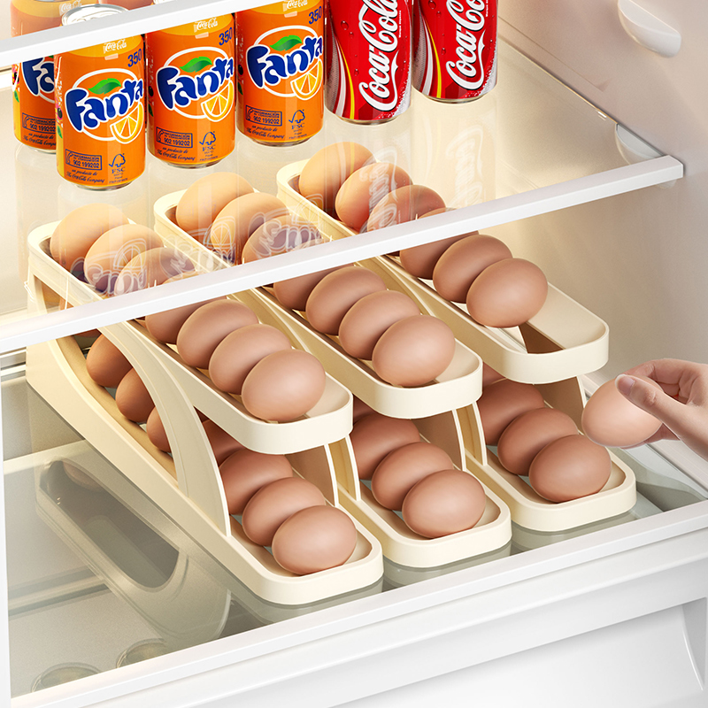 Automatic Rolling Egg Storage Holder Double Layers Eco-Friendly Slide Type Egg Dispenser