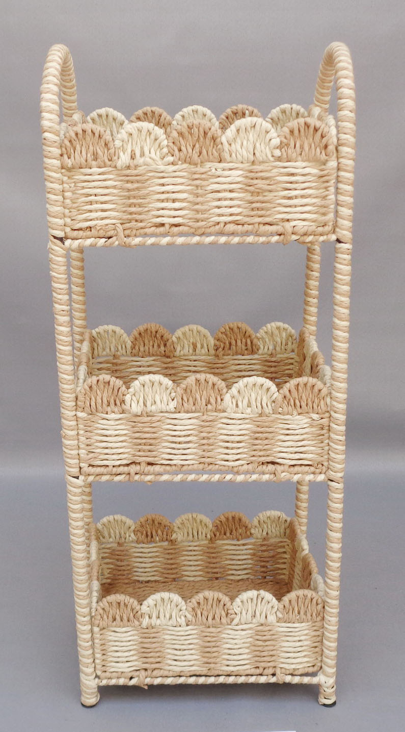 Iron frame,paper rope,3 layers shelf