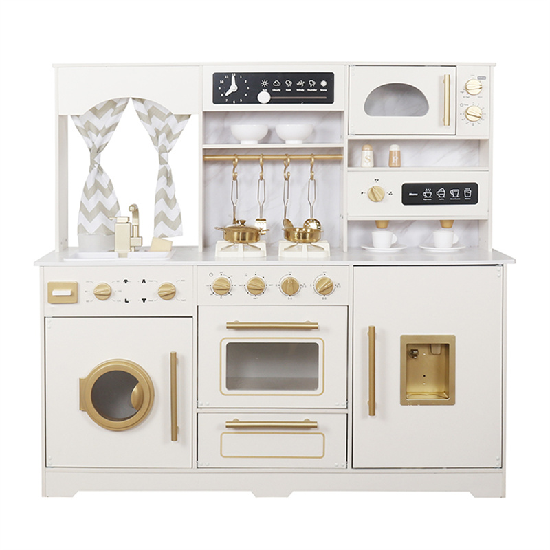 Wooden toy kitchen set with water running and sound light