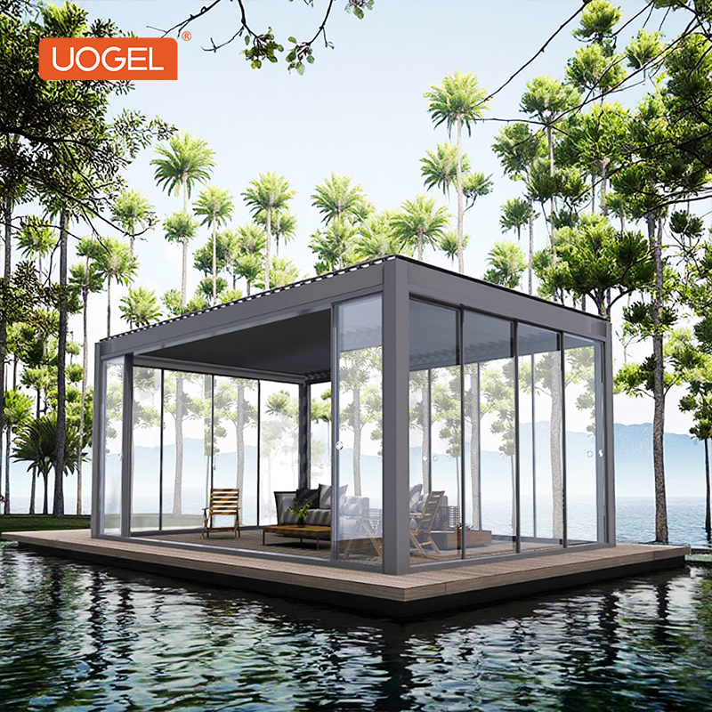 UOGEL Aluminum Bioclimatic Pergola 6x4M Patio Outdoor Waterproof Motorized for Backyard